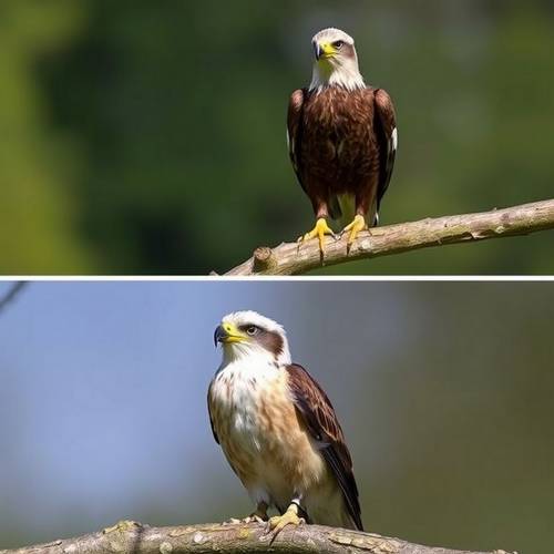 Aigle royal adulte et juvénile en vol.