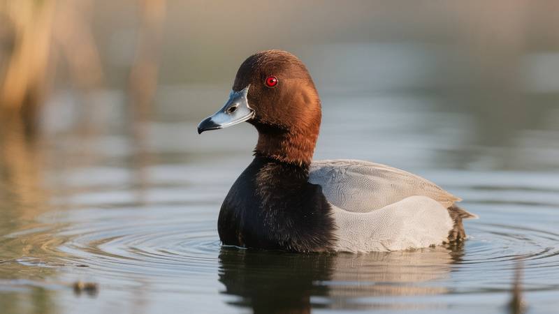 Fuligule milouin mâle sur l'eau