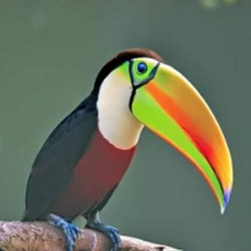 Colorful toucan perched on a tree branch with its distinctively large beak