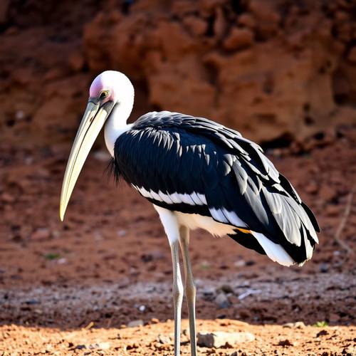 Un Marabout d'Afrique de profil, montrant son grand bec et sa tête nue.