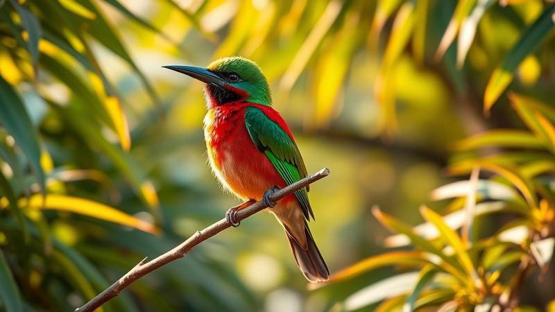An African Bee-eater perched on a branch.