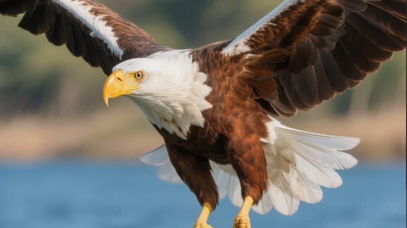 An African Fish Eagle perched near water, looking majestic.