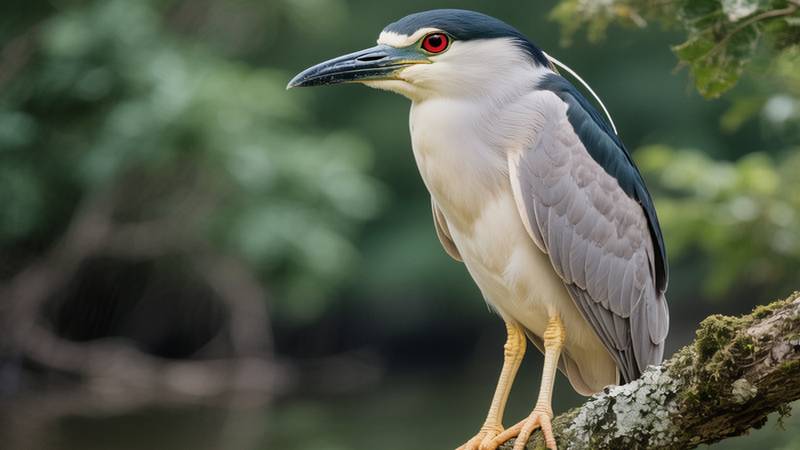 Adult Black-crowned Night Heron perched on a branch