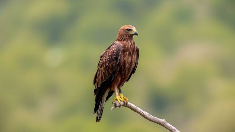 Black Kite perched.