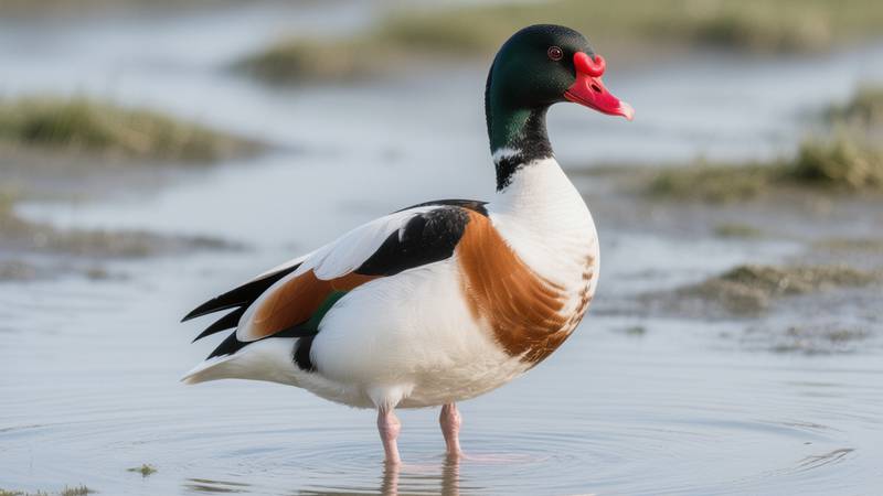 Male Common Shelduck on grass