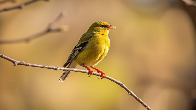 A male European Greenfinch with bright greenish-yellow plumage, perched on a branch.