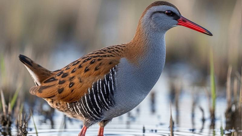 Water Rail in wetland vegetation